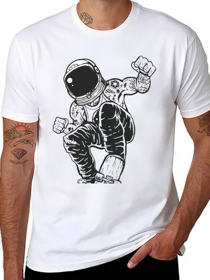 Astronaut Graphic Tee - Mens Black Cotton T-Shirt