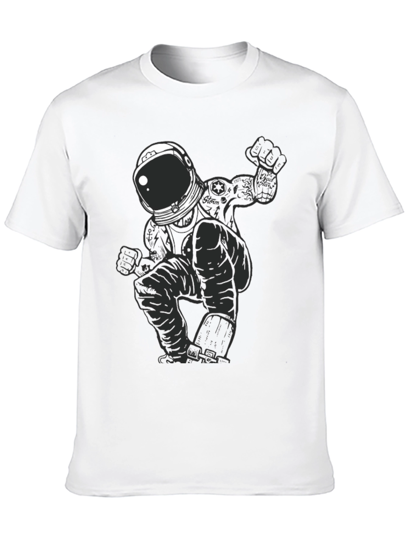 Astronaut Graphic Tee - Mens Black Cotton T-Shirt