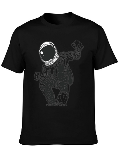 Astronaut Graphic Tee - Mens Black Cotton T-Shirt