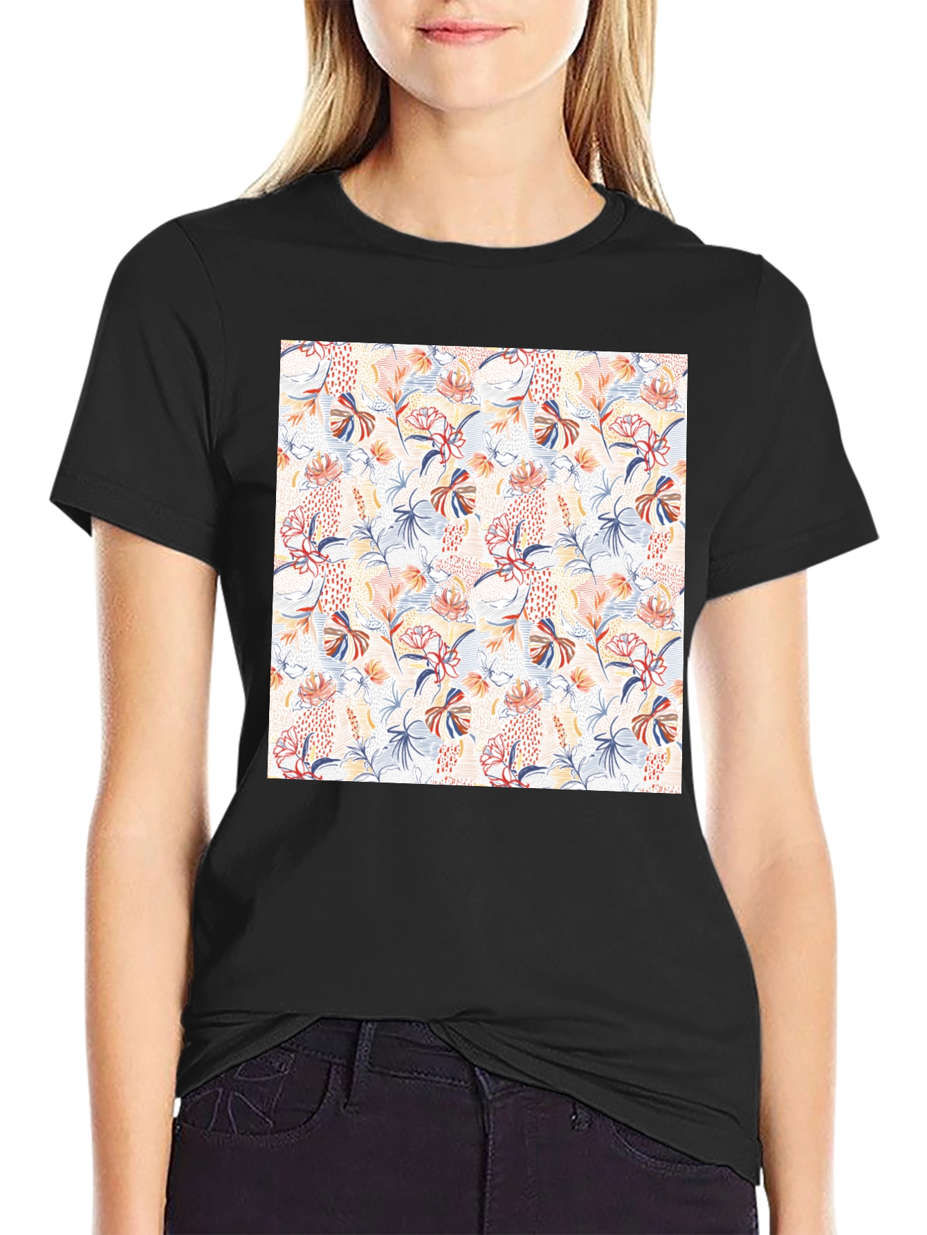 Floral Pattern T-Shirt - Modern Casual Style
