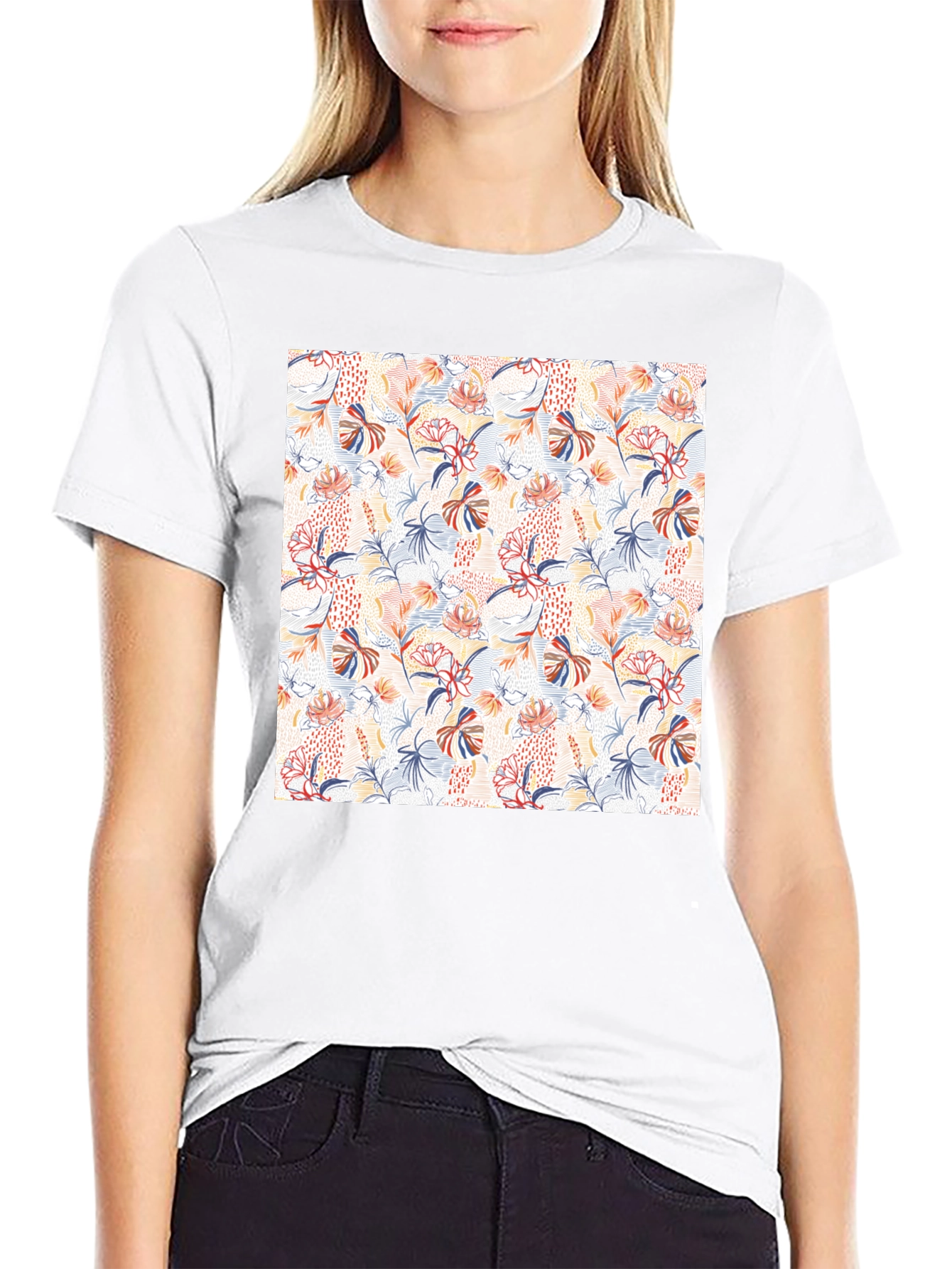 Floral Pattern T-Shirt - Modern Casual Style