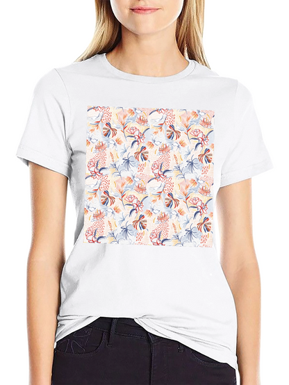 Floral Pattern T-Shirt - Modern Casual Style