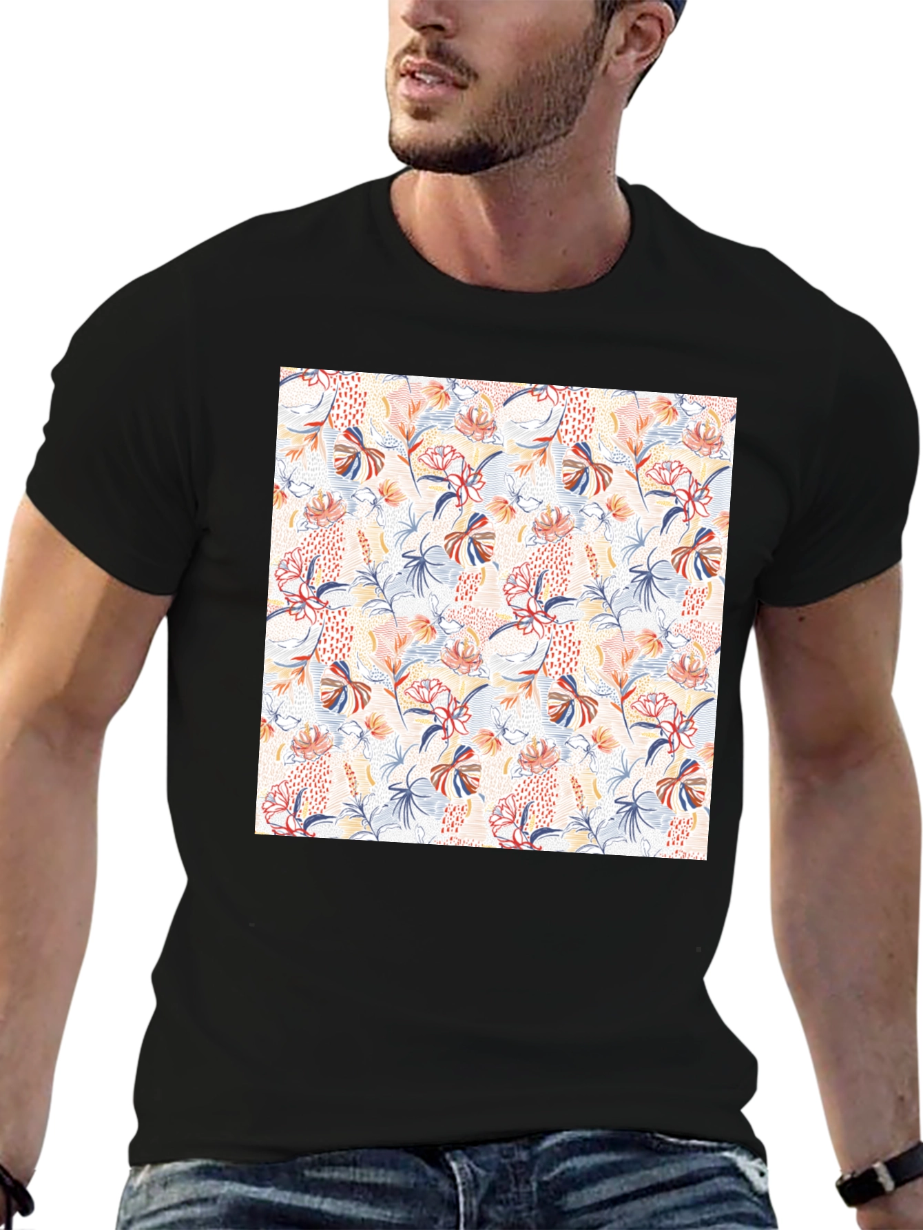Floral Pattern T-Shirt - Modern Casual Style