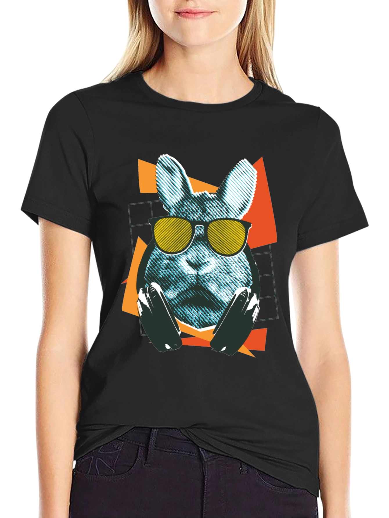 Cool Rabbit Graphic T-Shirt - Retro Style