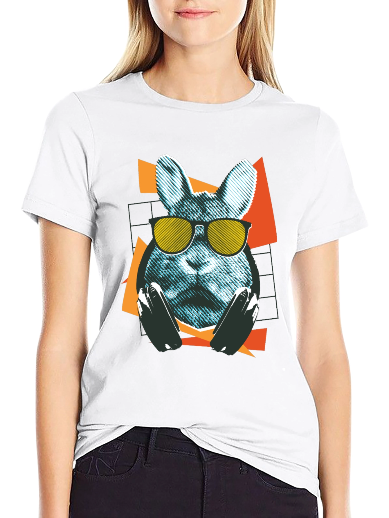 Cool Rabbit Graphic T-Shirt - Retro Style