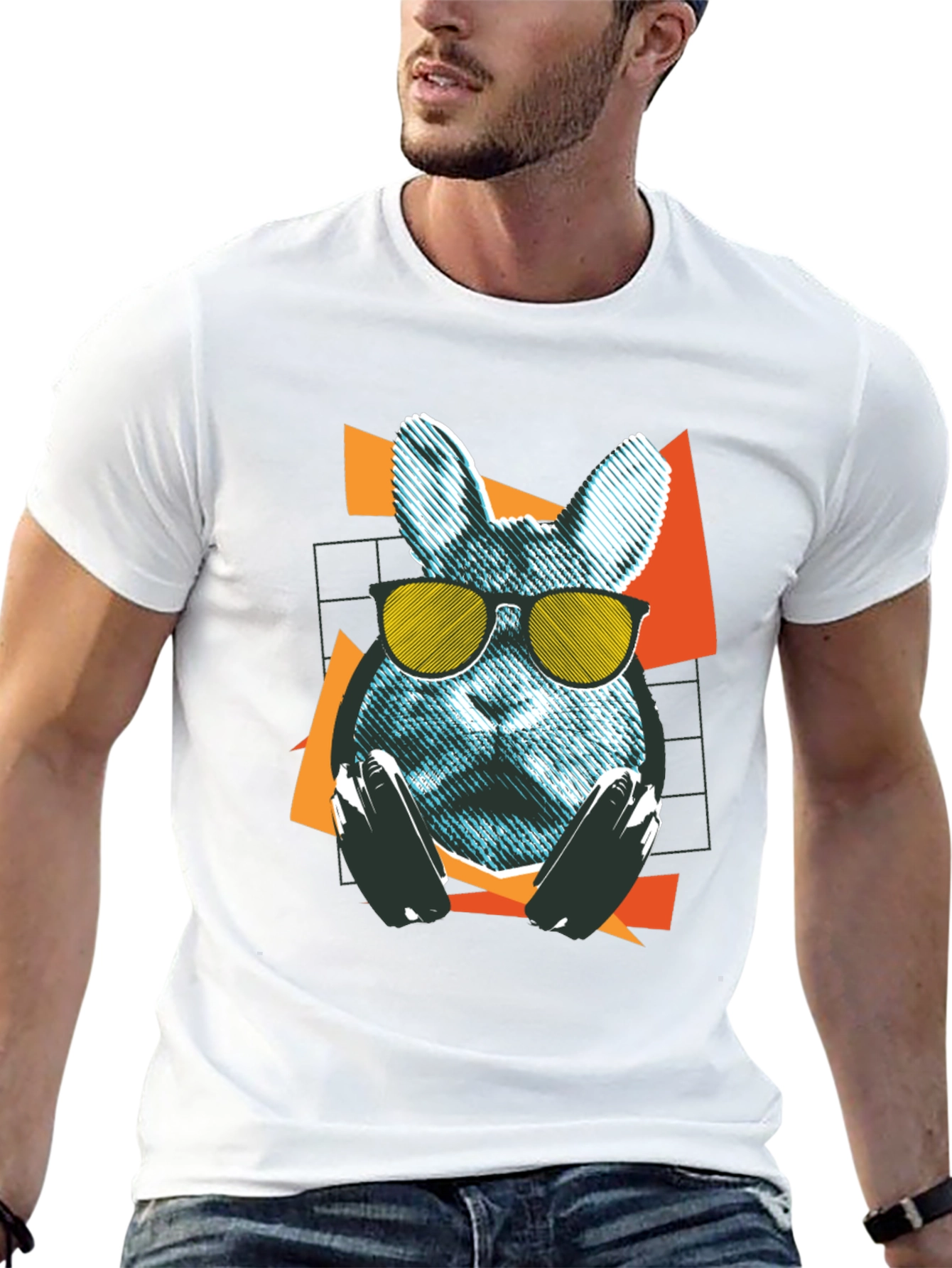 Cool Rabbit Graphic T-Shirt - Retro Style