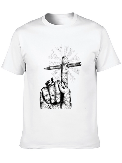 Hand & Pencil Graphic T-Shirt