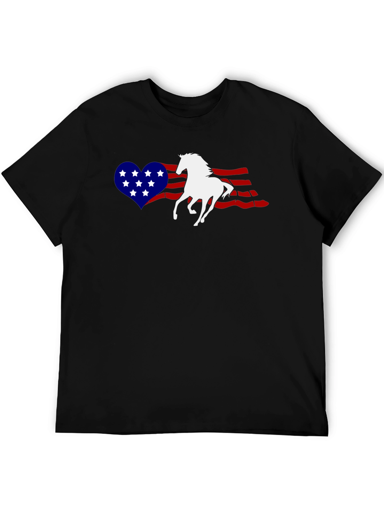 Patriotic Horse Heart USA Flag Graphic T-Shirt