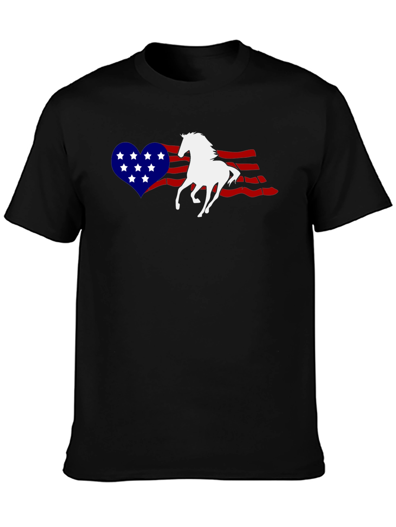 Patriotic Horse Heart USA Flag Graphic T-Shirt