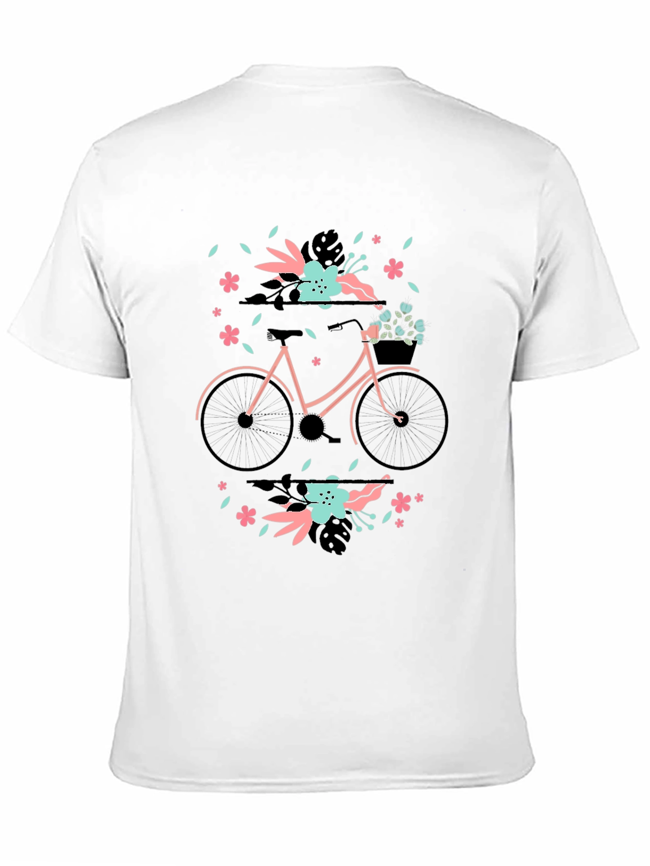 Floral Bicycle Graphic Tee - Black Cotton T-Shirt