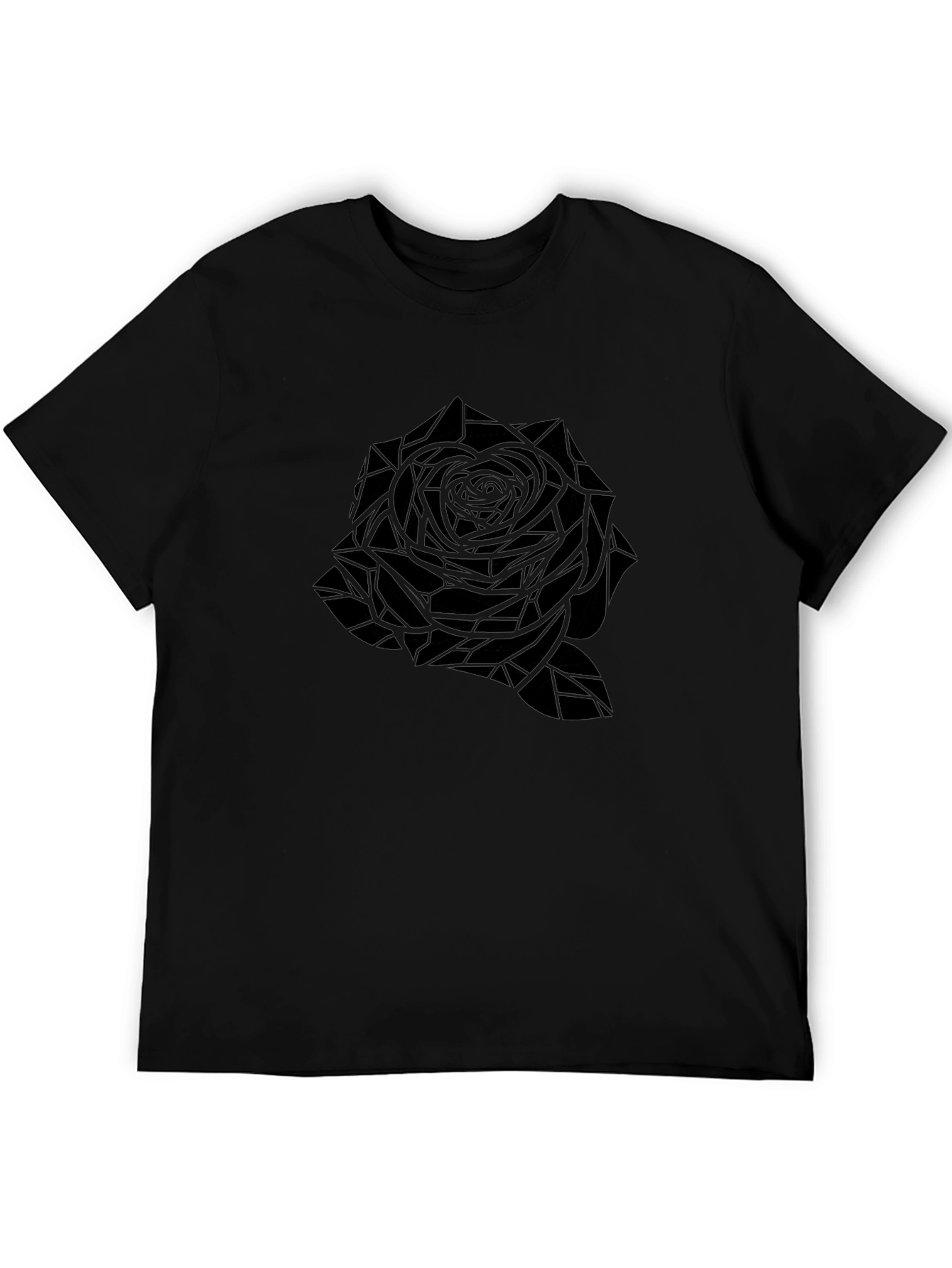 Geometric Rose Graphic T-Shirt - Black