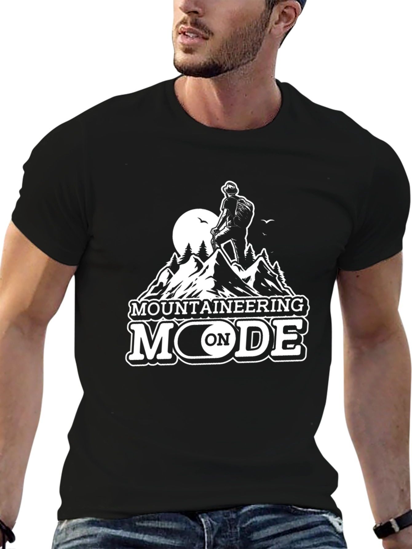 Mountaineering Mode On Black T-Shirt