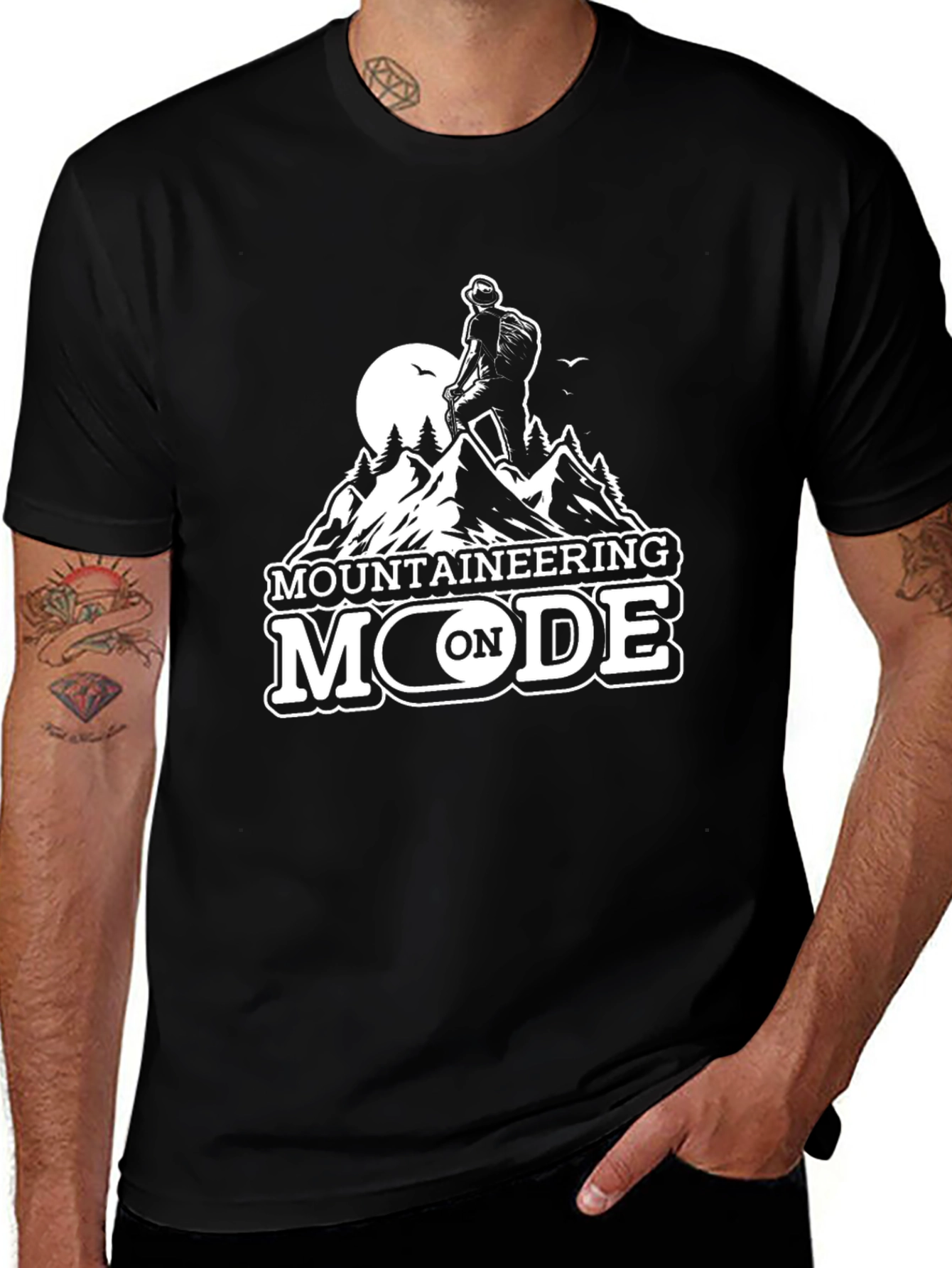 Mountaineering Mode On Black T-Shirt