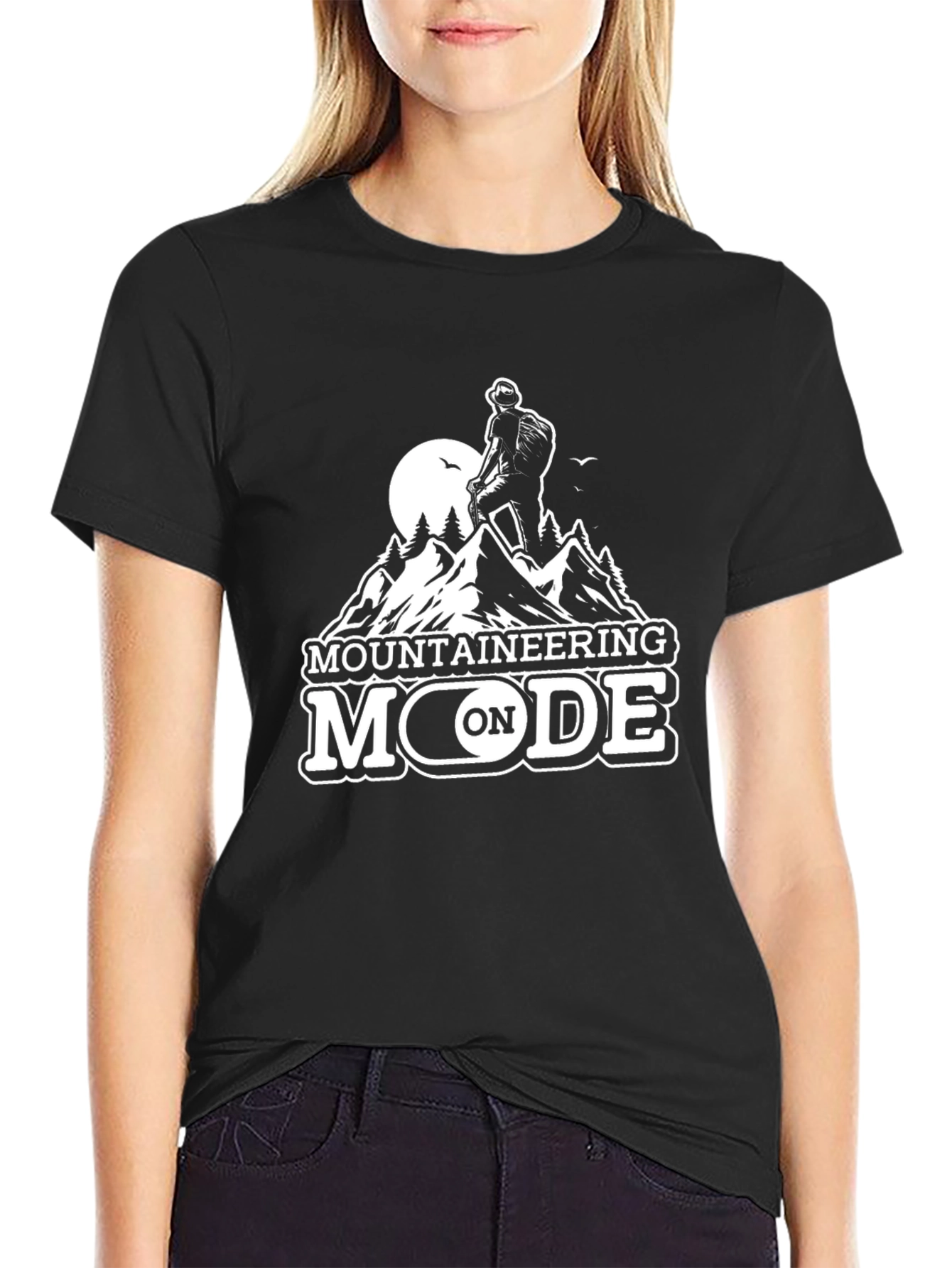 Mountaineering Mode On Black T-Shirt
