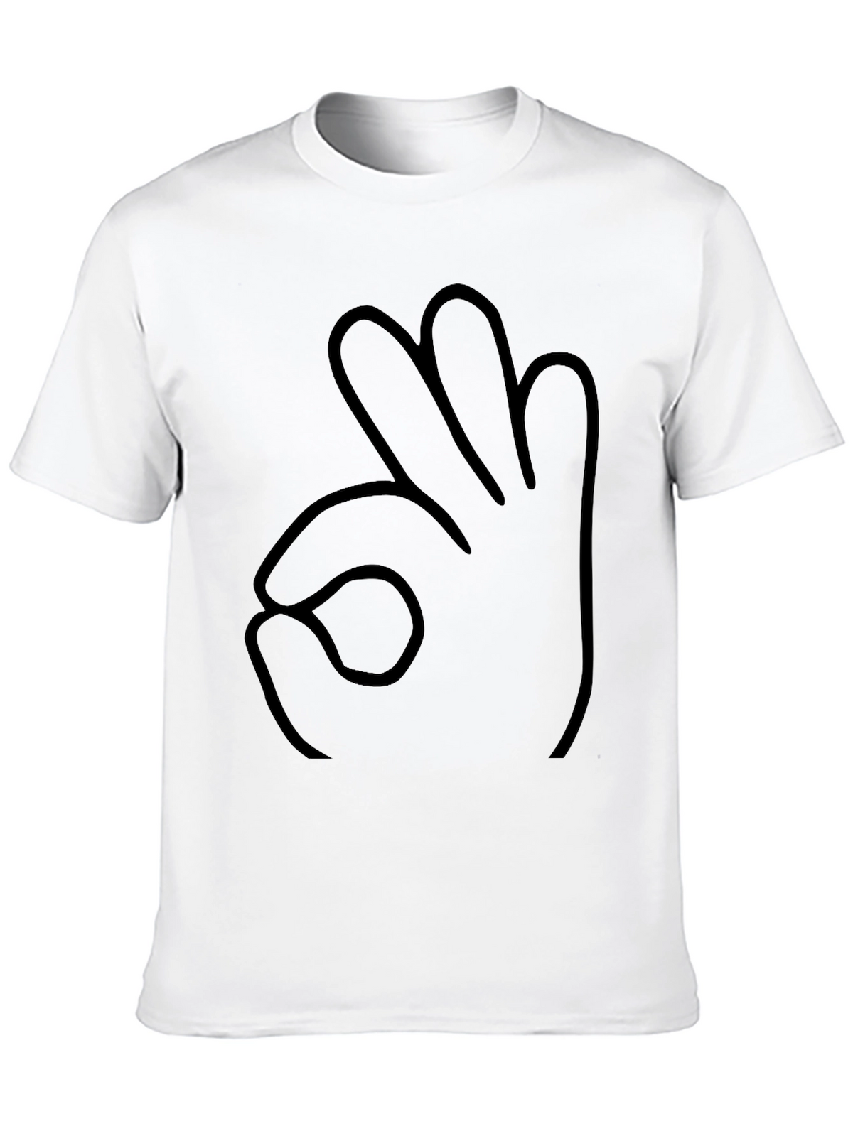 Black T-Shirt OK Hand Gesture Outline Graphic