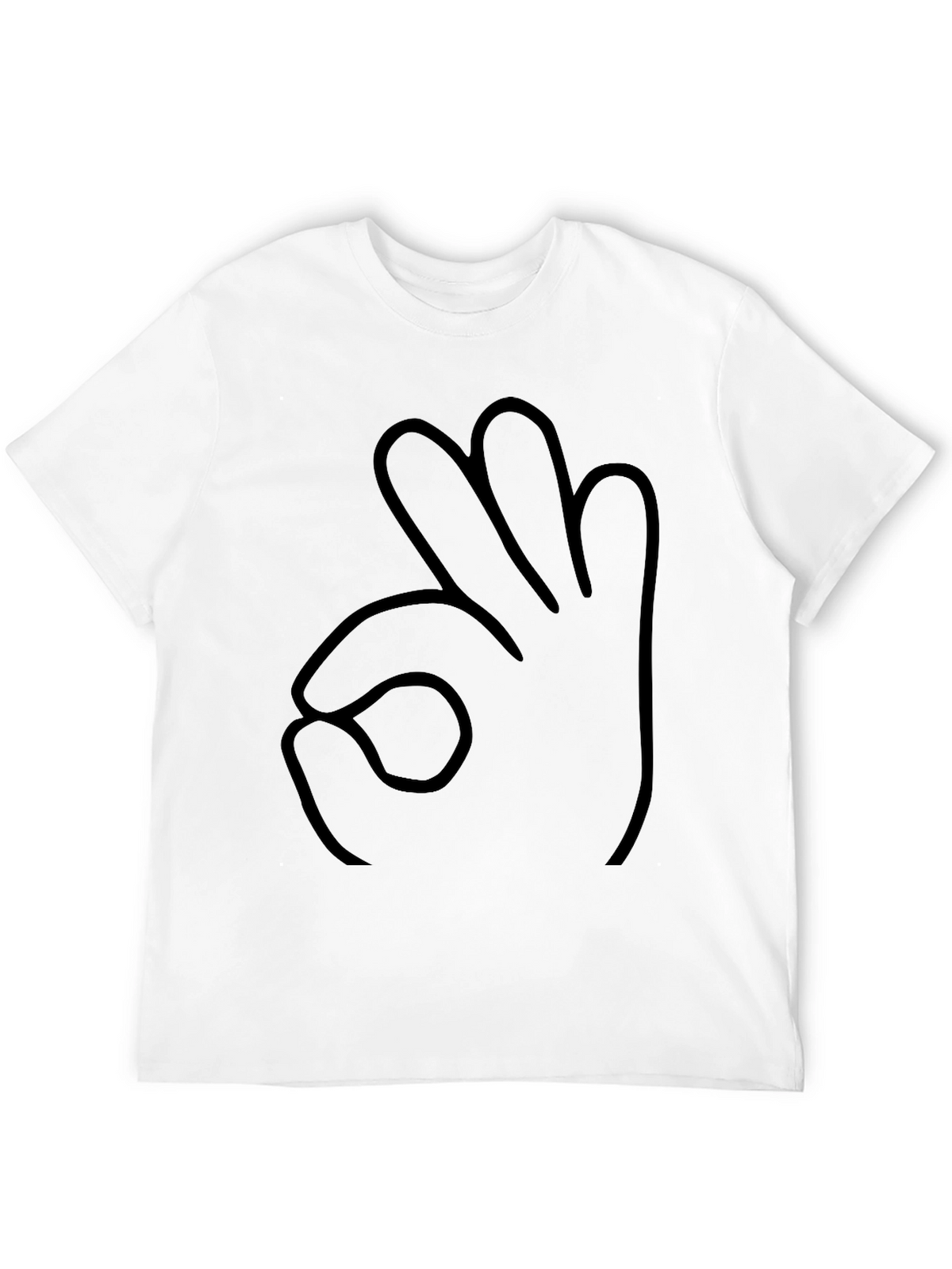 Black T-Shirt OK Hand Gesture Outline Graphic