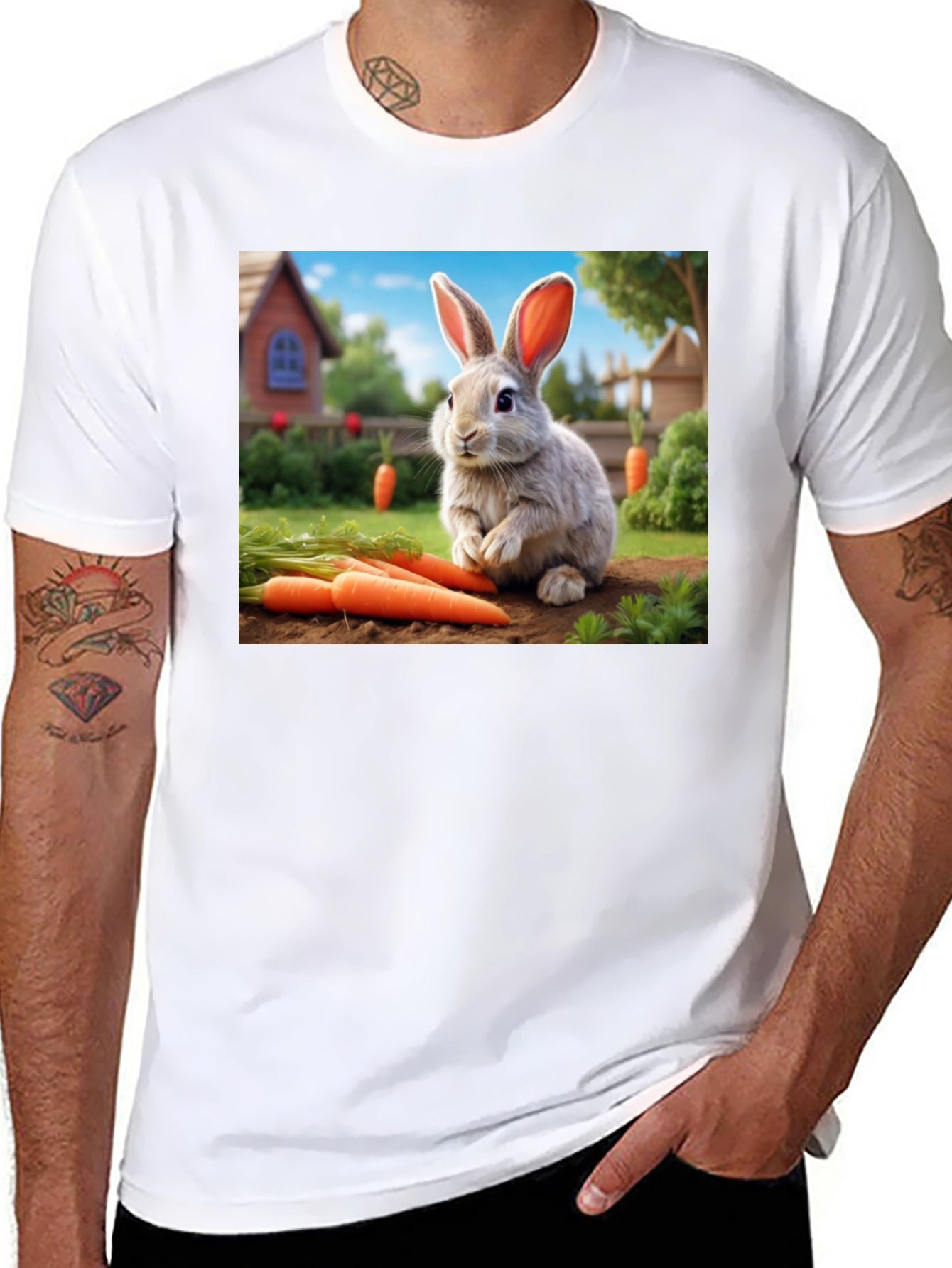 Cute Rabbit with Carrots T-Shirt