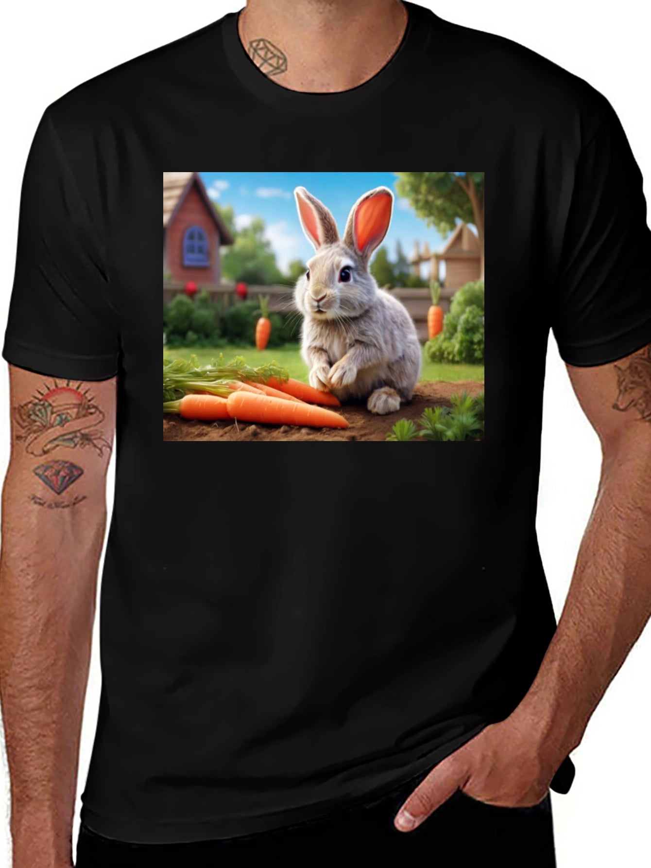 Cute Rabbit with Carrots T-Shirt