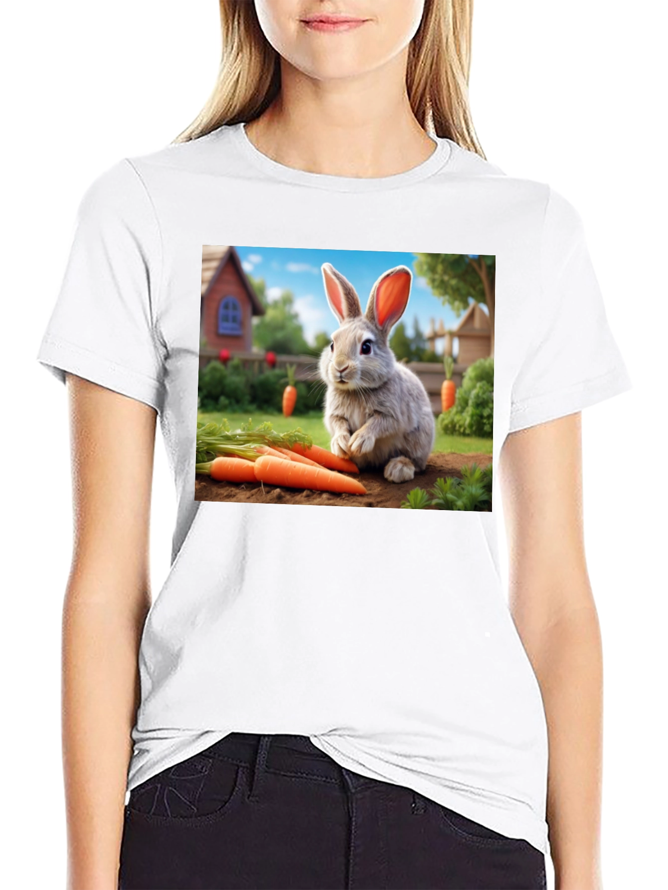 Cute Rabbit with Carrots T-Shirt