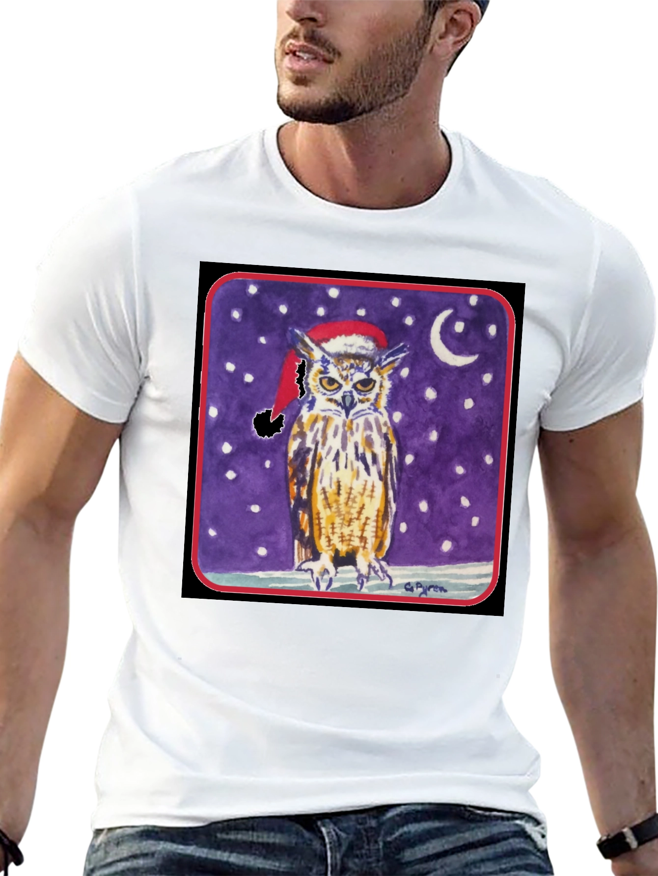 Owl Christmas T-Shirt - Winter Night