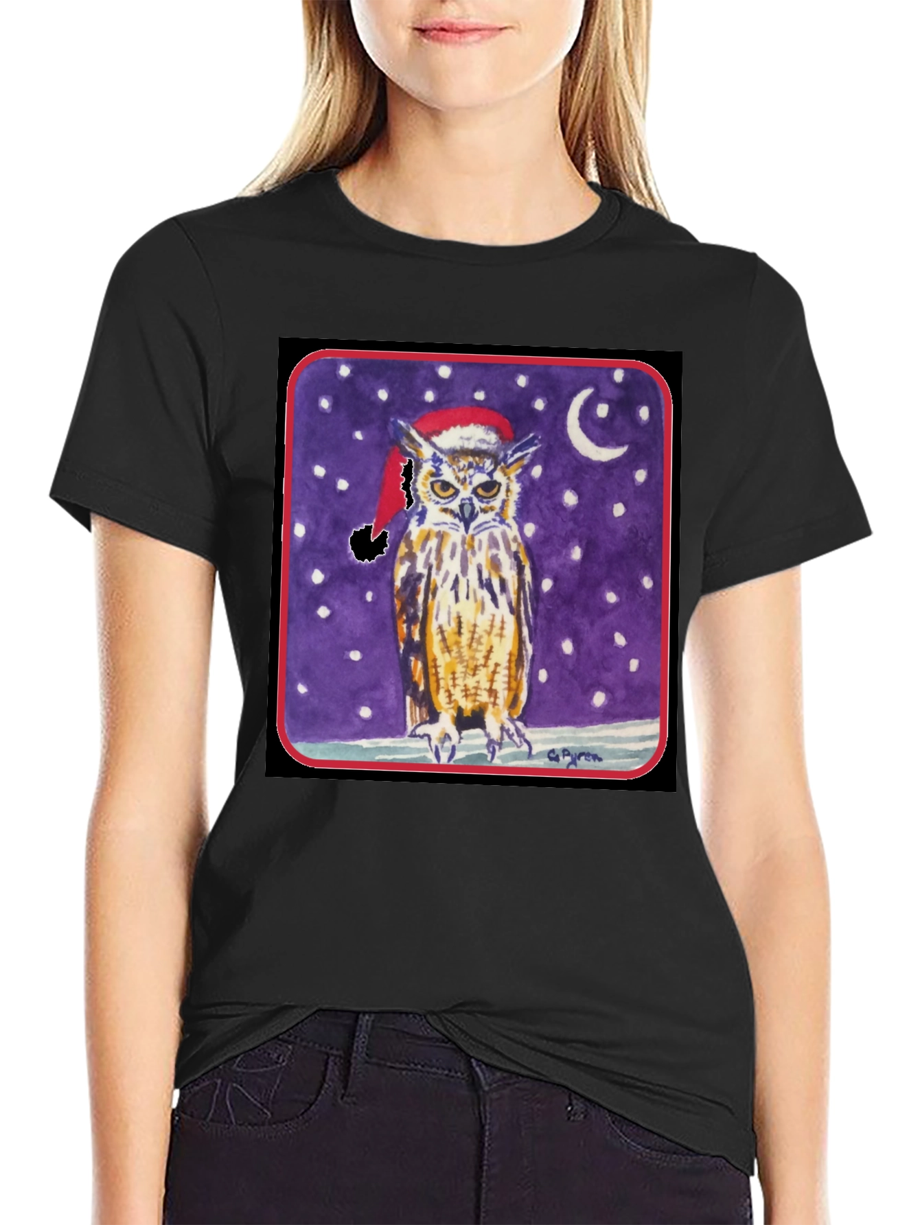 Owl Christmas T-Shirt - Winter Night