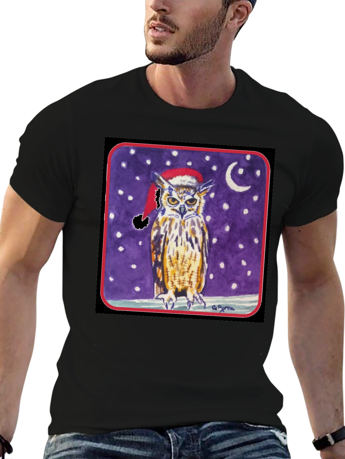 Owl Christmas T-Shirt - Winter Night