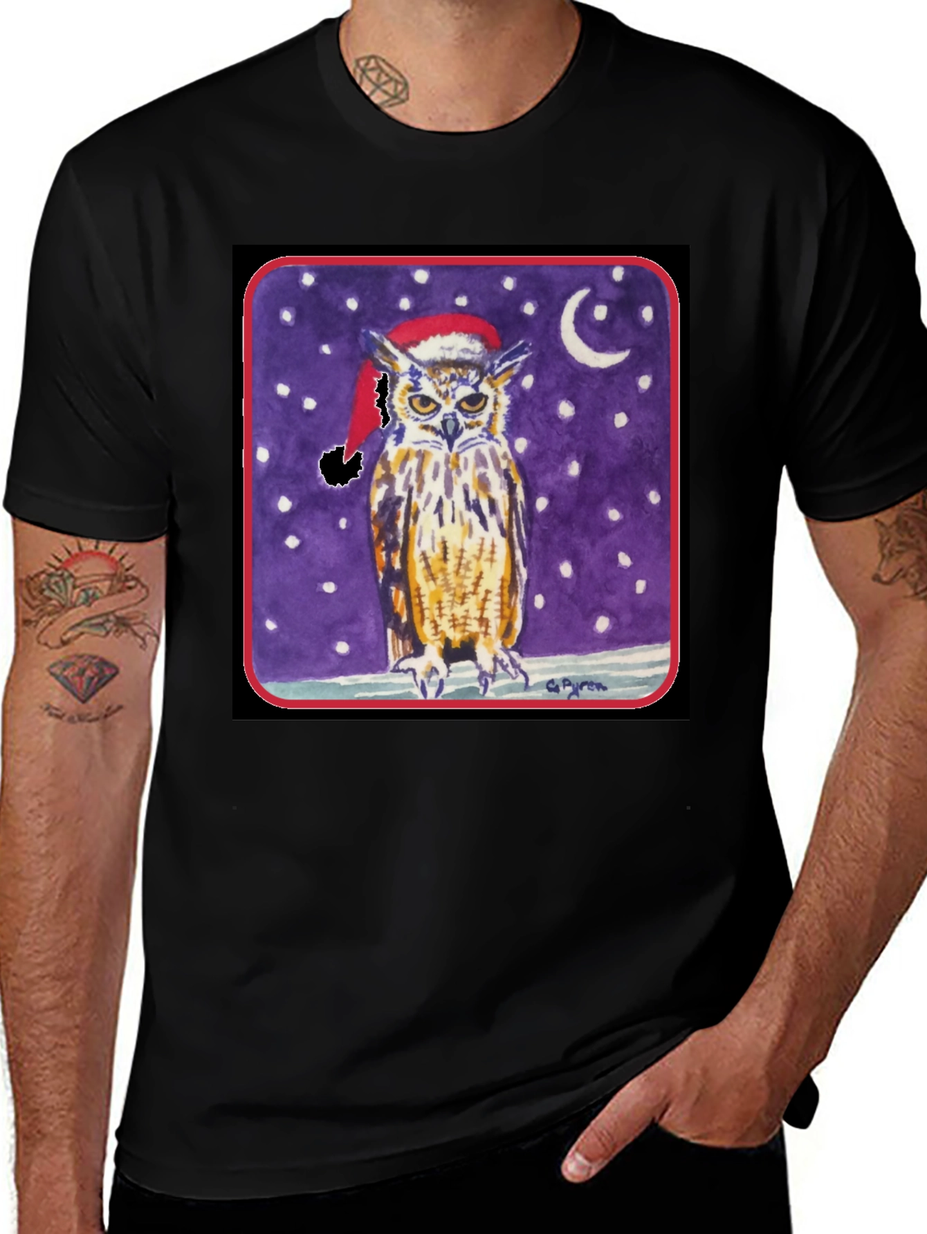 Owl Christmas T-Shirt - Winter Night