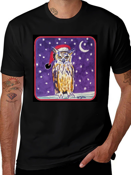 Owl Christmas T-Shirt - Winter Night