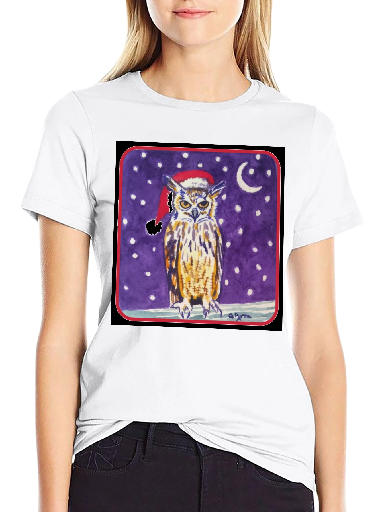 Owl Christmas T-Shirt - Winter Night