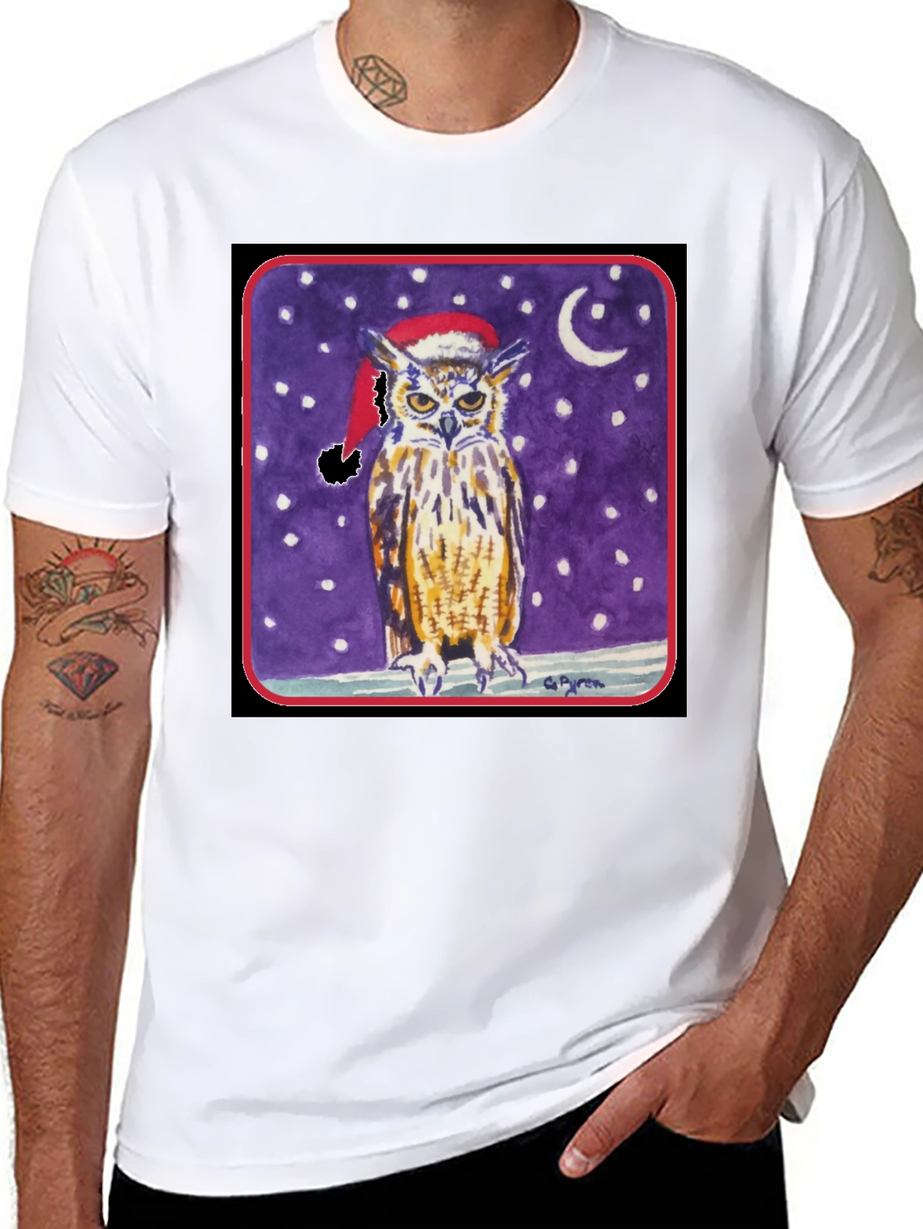 Owl Christmas T-Shirt - Winter Night