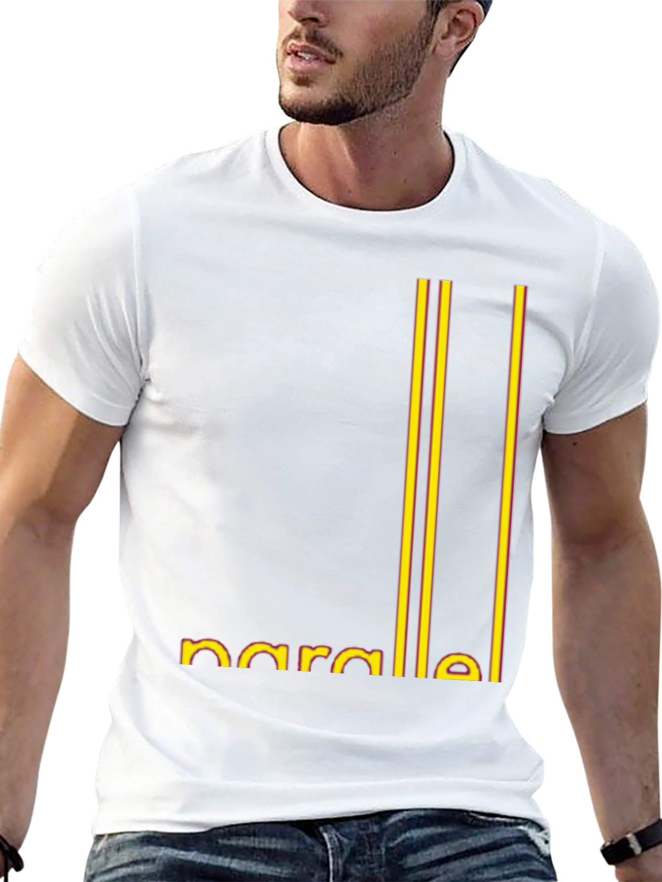 Parallel Lines Graphic Black T-Shirt