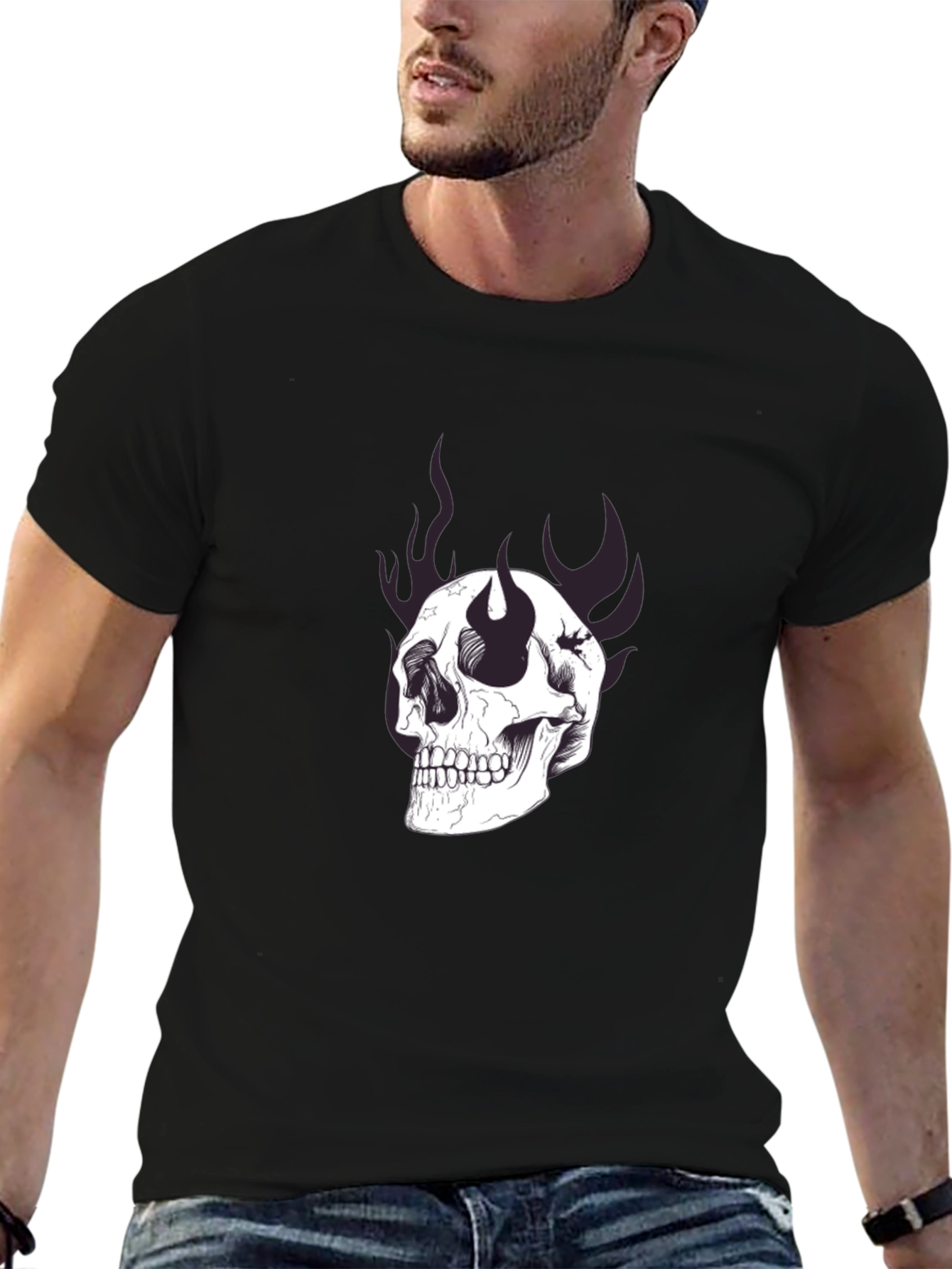 Skull Graphic Print Black T-Shirt