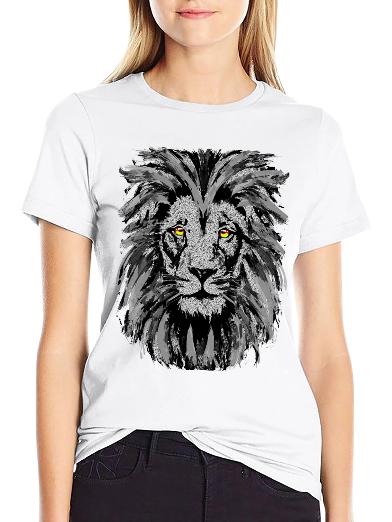 Lion Graphic Print Black Tee