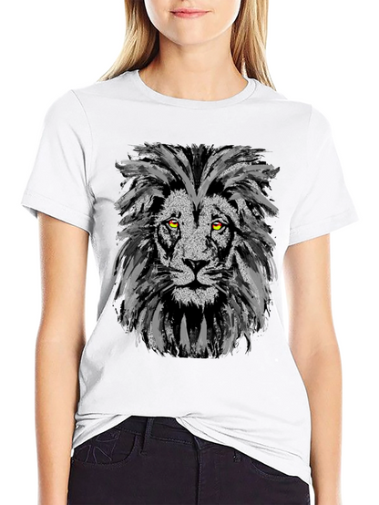 Lion Graphic Print Black Tee
