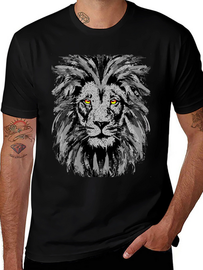 Lion Graphic Print Black Tee