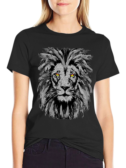 Lion Graphic Print Black Tee