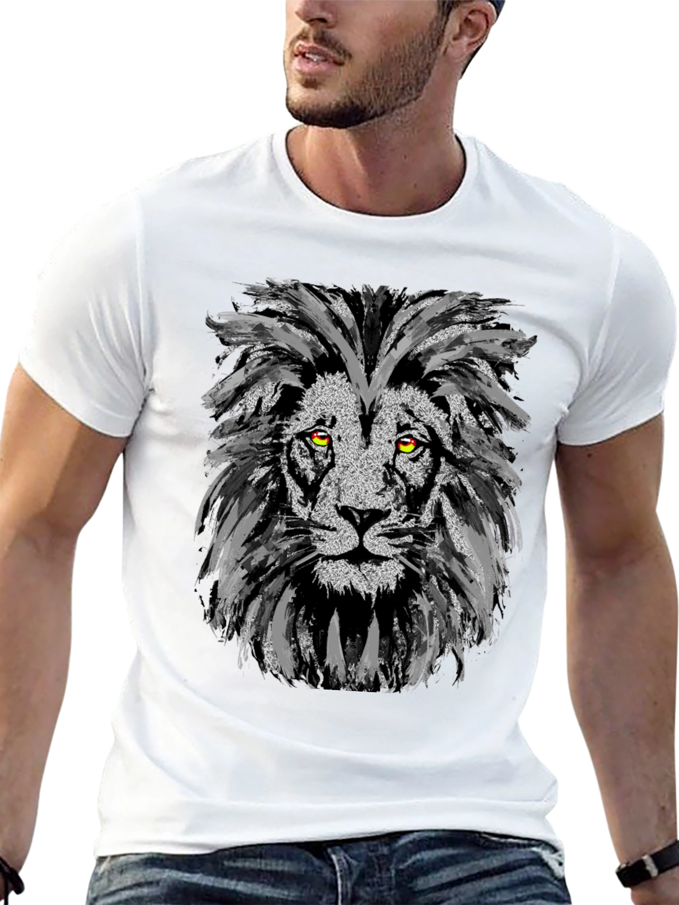 Lion Graphic Print Black Tee