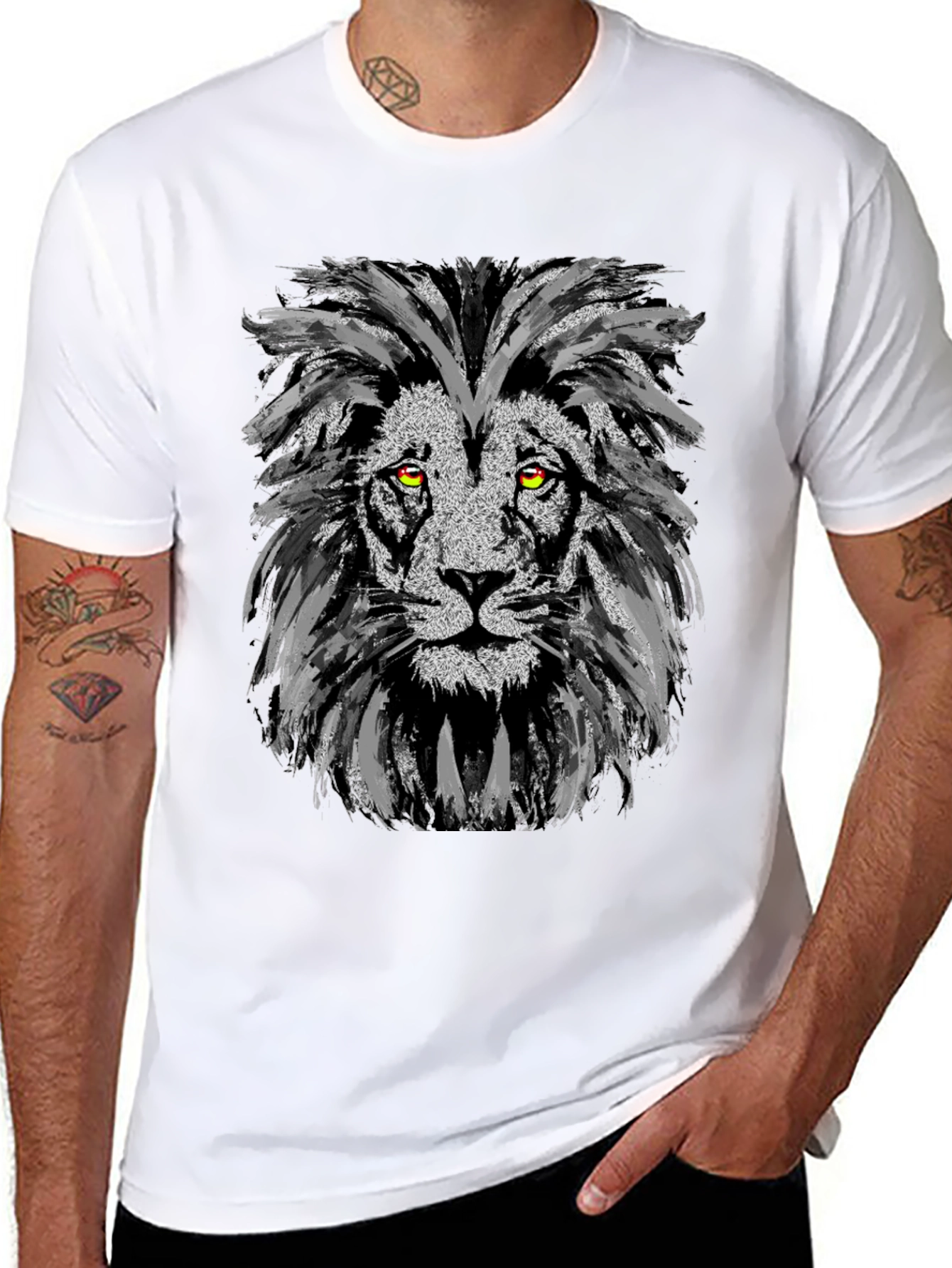 Lion Graphic Print Black Tee