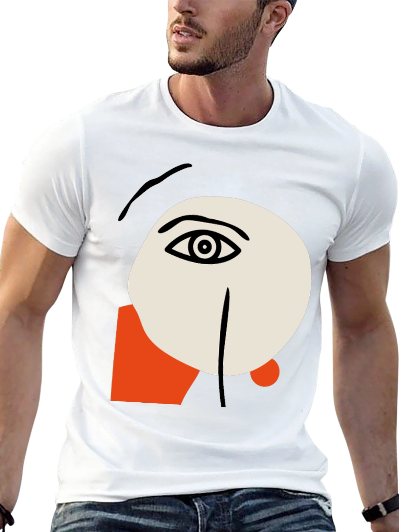 Abstract Face Graphic Tee - Stylish Artistic Design