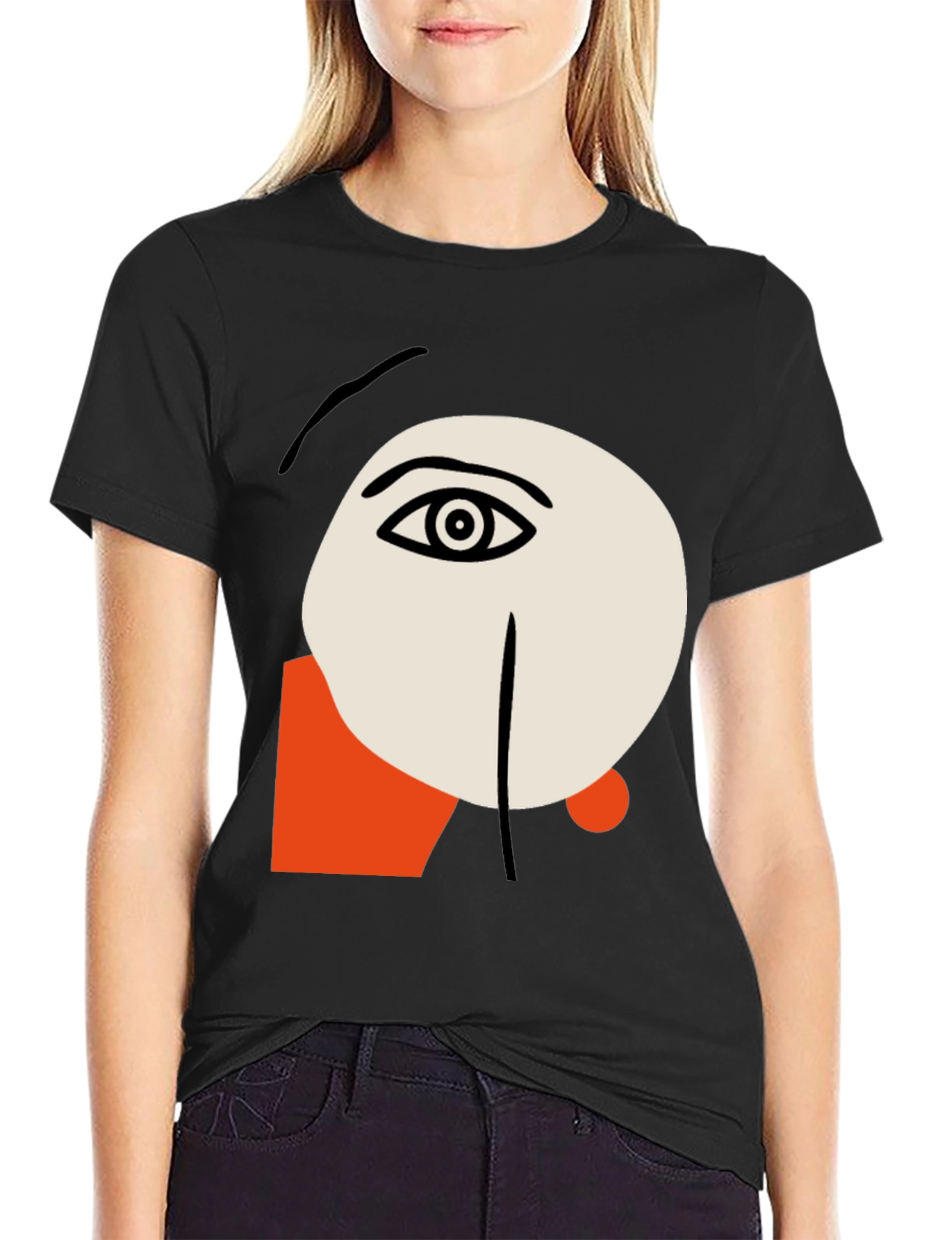Abstract Face Graphic Tee - Stylish Artistic Design