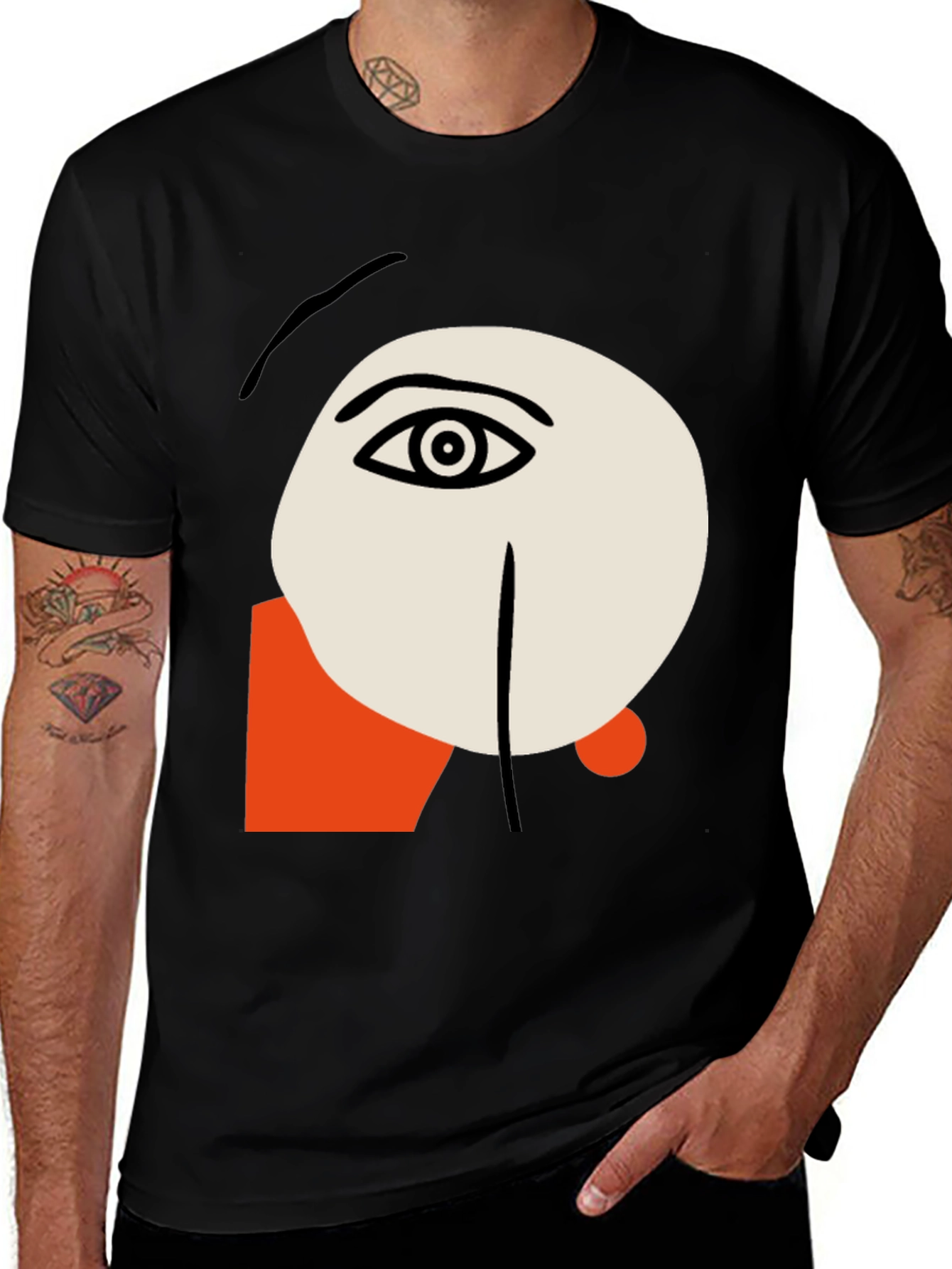 Abstract Face Graphic Tee - Stylish Artistic Design