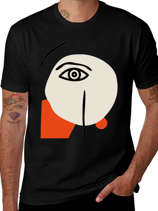 Abstract Face Graphic Tee - Stylish Artistic Design