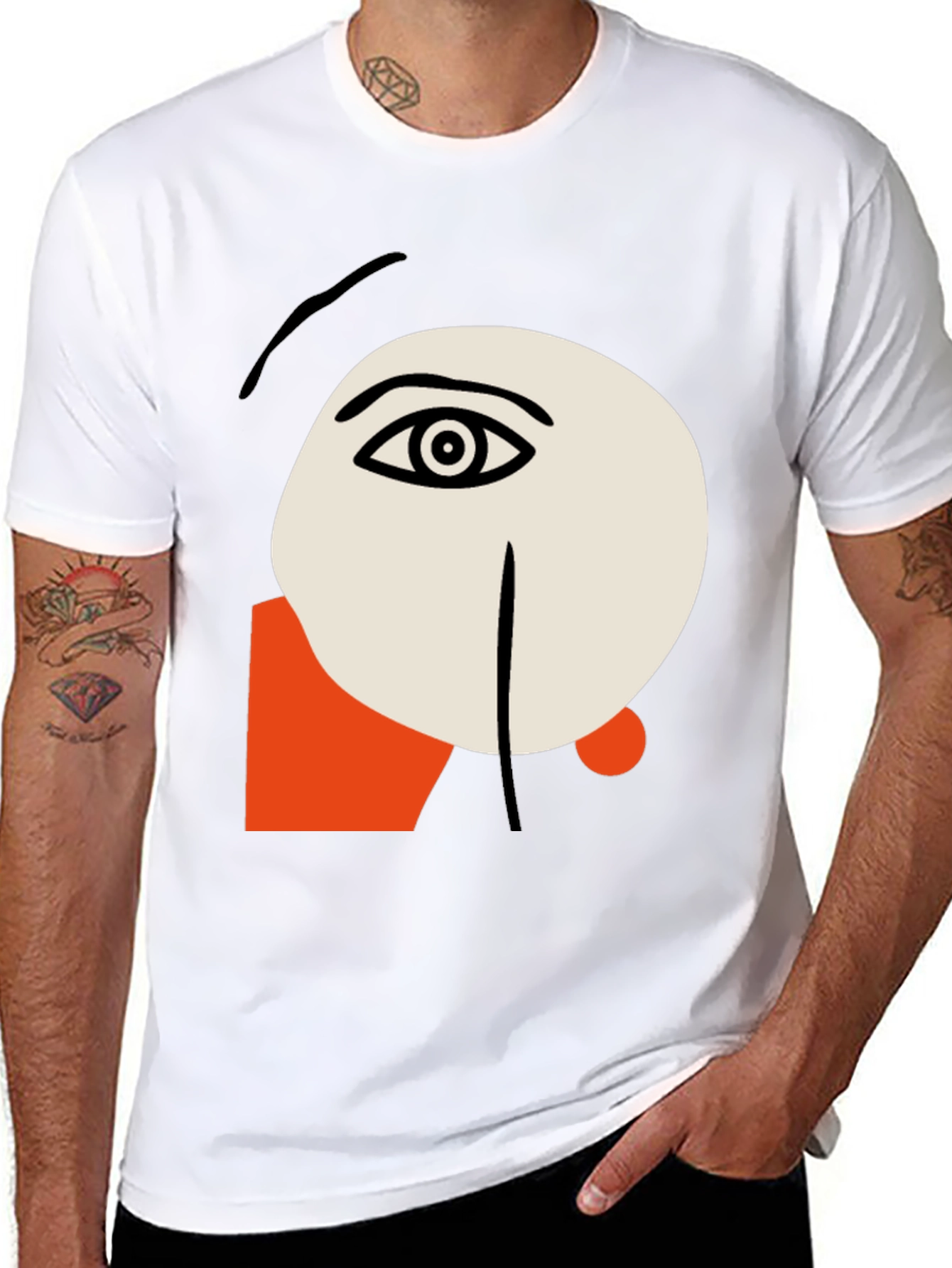 Abstract Face Graphic Tee - Stylish Artistic Design