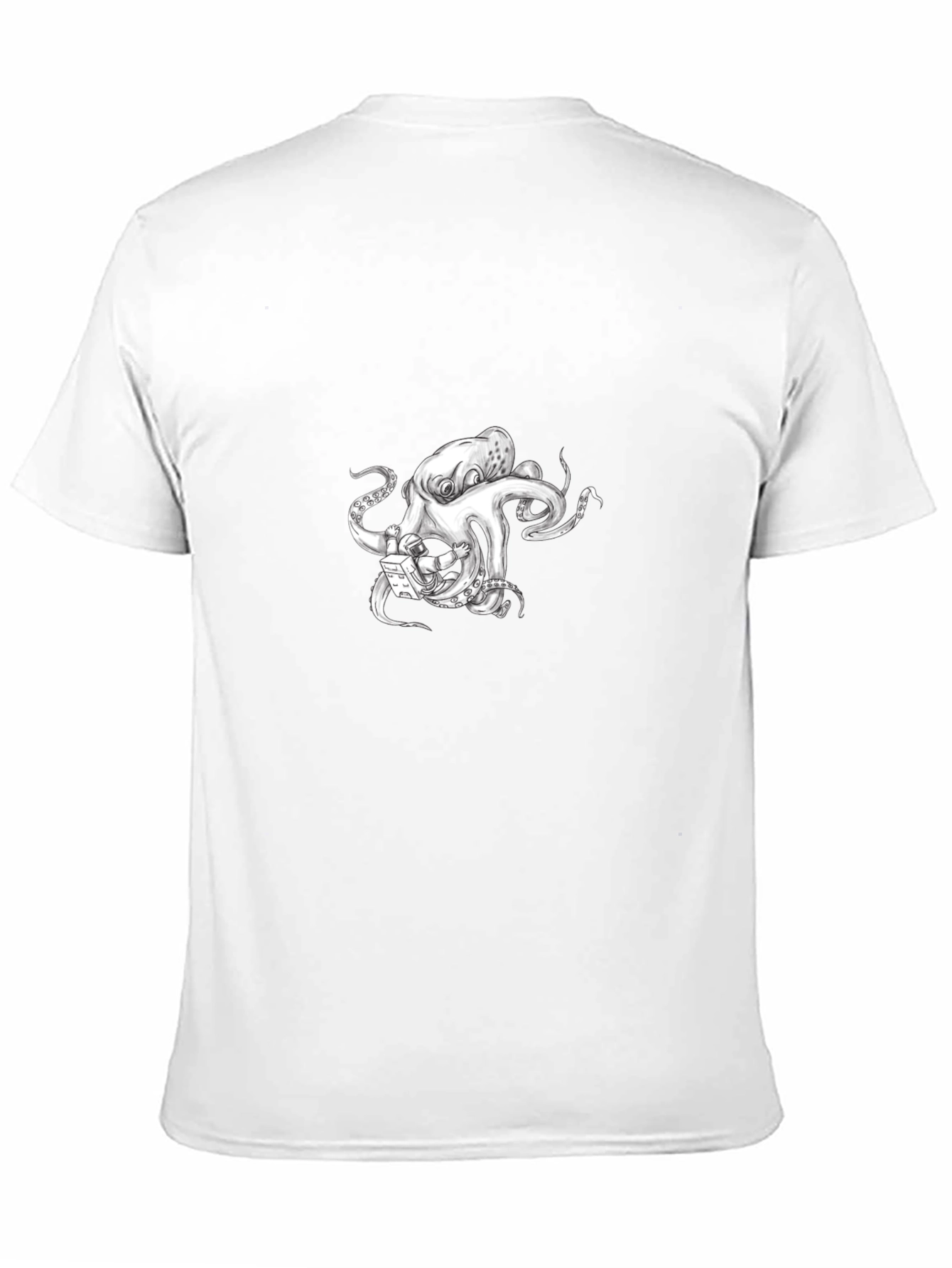 Octopus Astronaut Graphic Tee - Black Cotton T-Shirt