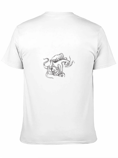 Octopus Astronaut Graphic Tee - Black Cotton T-Shirt