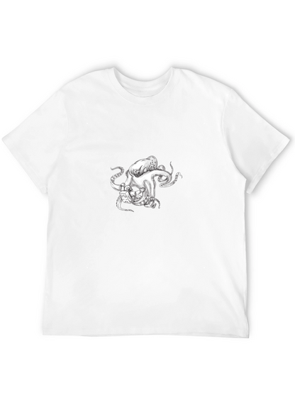 Octopus Astronaut Graphic Tee - Black Cotton T-Shirt