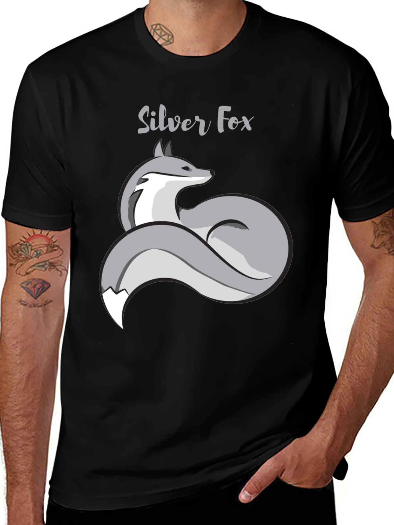Silver Fox Graphic T-Shirt - Stylish Mens Tee