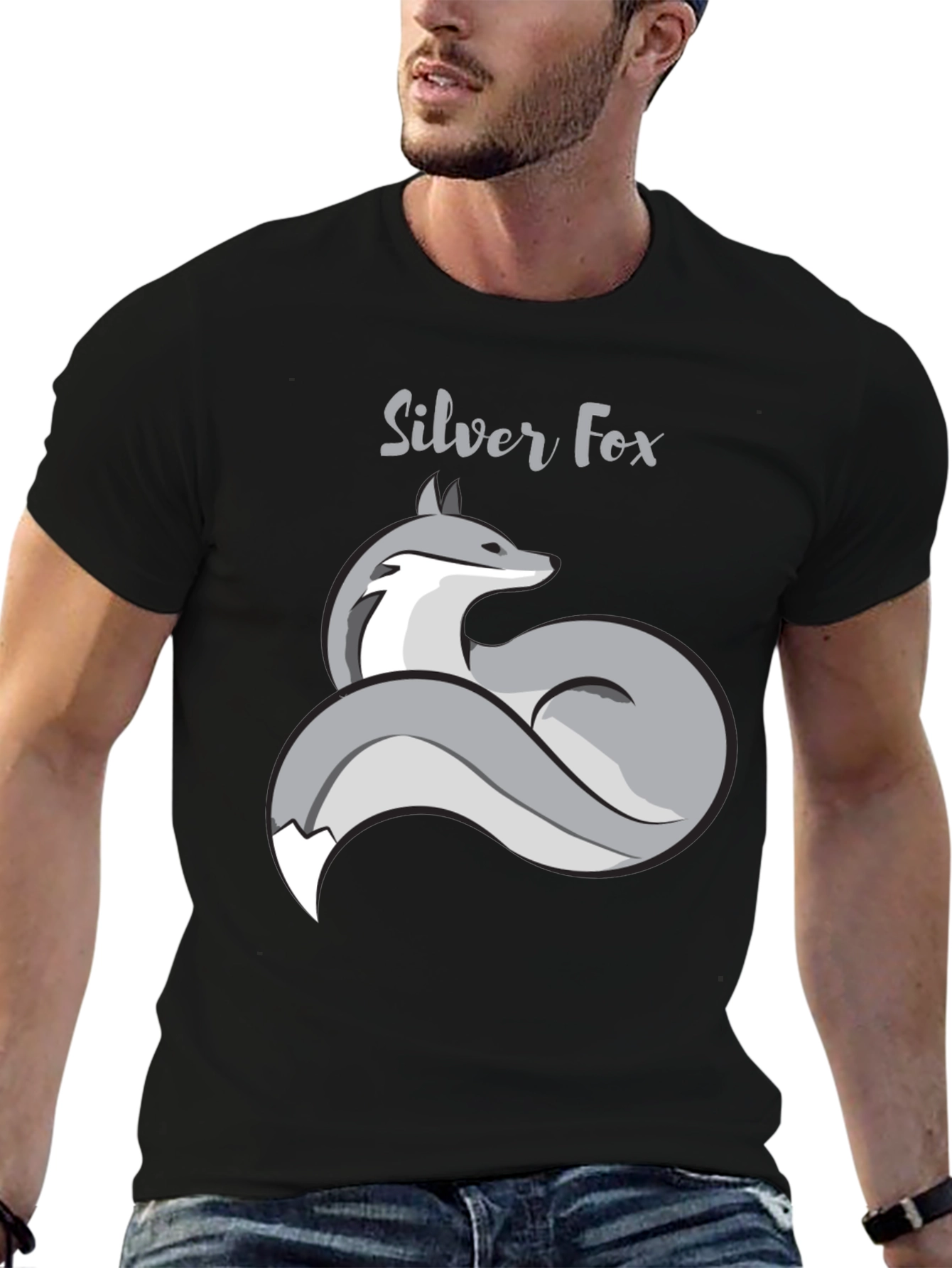 Silver Fox Graphic T-Shirt - Stylish Mens Tee