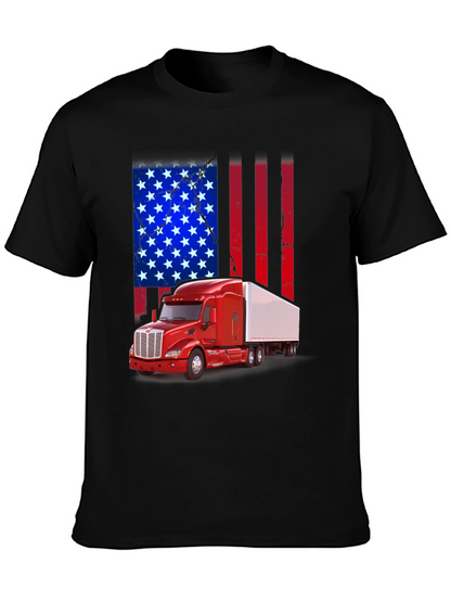 American Flag Trucker T-Shirt - Patriotic Design