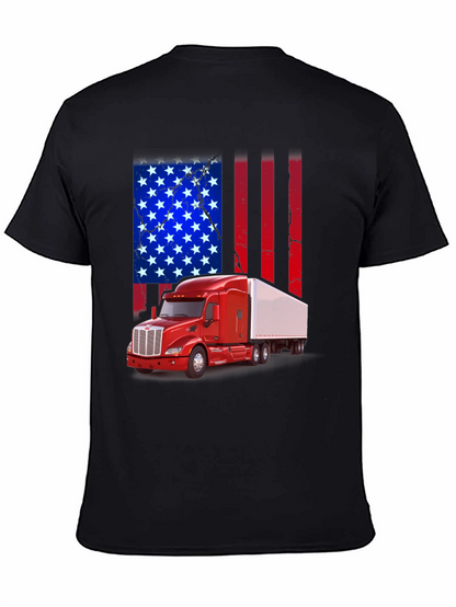 American Flag Trucker T-Shirt - Patriotic Design